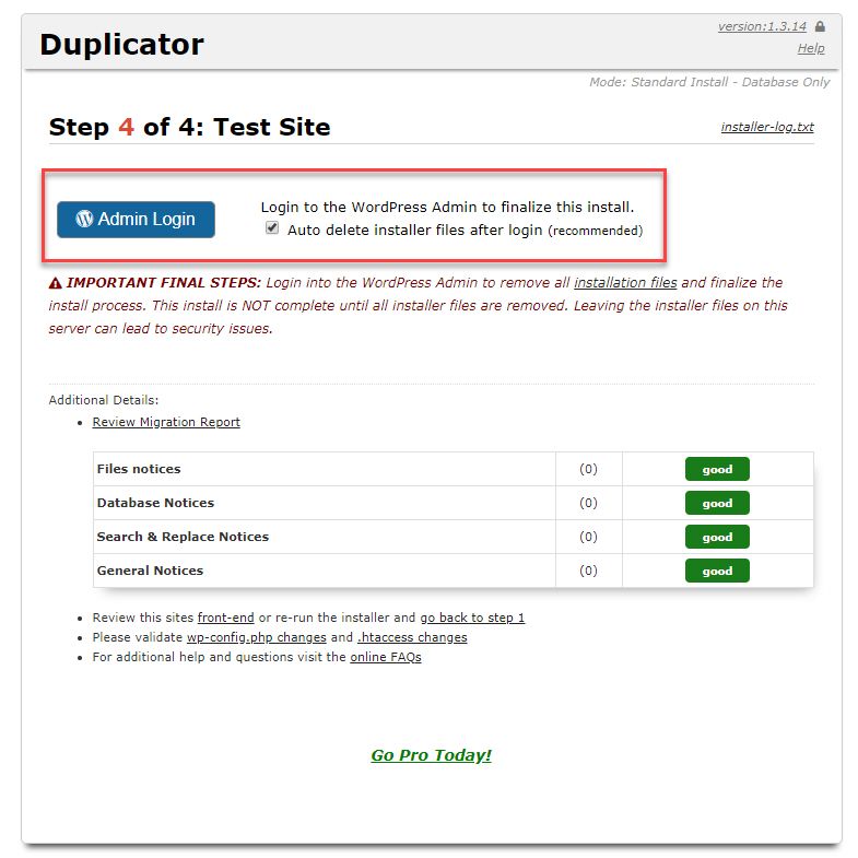 Duplicator 사이트 이전 완료